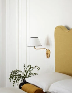 Magdalene Single Sconce -Household Furnishing Store BedroomIILightingVignettes StripeShade GoldBase SITECROP