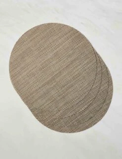 Basketweave Round Placemat (set Of 4) By Chilewich -Household Furnishing Store ChilewichBasketweaveRoundPlacemat Latte Setof4 6227