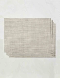 Mini Basketweave Rectangle Placemat (Set Of 4) By Chilewich -Household Furnishing Store ChilewichMiniBasketweaveRectanglePlacemat Parchment Setof4 6292