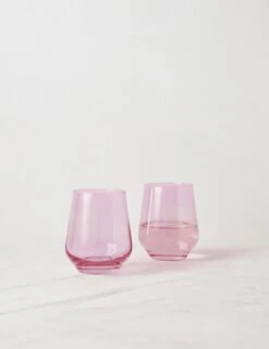 Stemless Wine Glass (Set Of 2) By Estelle Colored Glass -Household Furnishing Store EstelleColoredGlassStemlessWineGlass RosePink Setof2 1