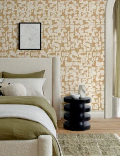 Organic Shapes Wallpaper By Sarah Sherman Samuel -Household Furnishing Store KhakiIrregularGridBedroom 3422 2