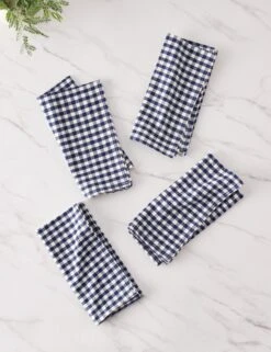 Mini Gingham Napkins (Set Of 4) By Heather Taylor Home -Household Furnishing Store MiniGingham Indigo napkins setof4 15999