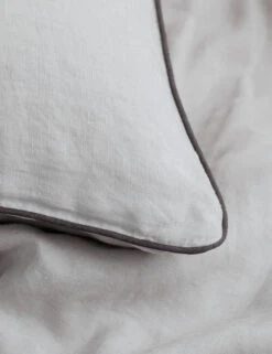 European Flax Piped Linen Euro Pillowcases (set Of 2) By Cultiver -Household Furnishing Store Smoke Grey Detail SITECROP