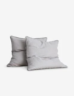 European Flax Piped Linen Euro Pillowcases (set Of 2) By Cultiver -Household Furnishing Store Smoke Grey Euro SITECROP