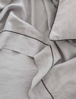 European Flax Piped Linen Flat Sheet By Cultiver