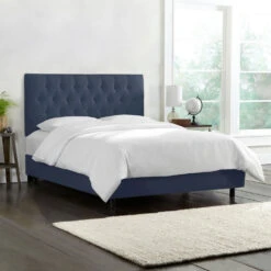 Amarise Bed -Household Furnishing Store amarise linen tufted bed navy 3